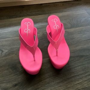 Jessica Simpson hot pink sandal wedges
